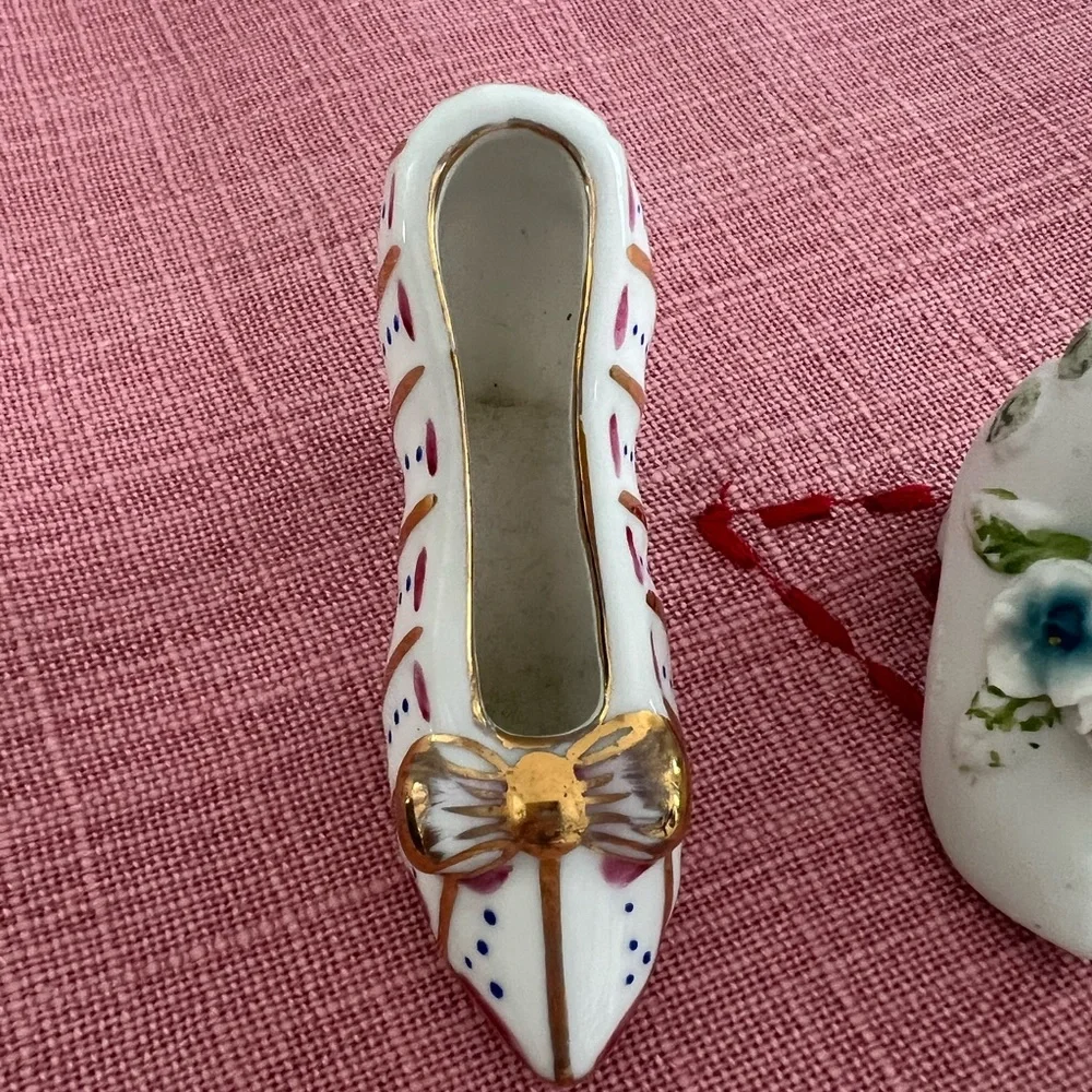 Elegant Porcelain Vintage Shoe Figurines
